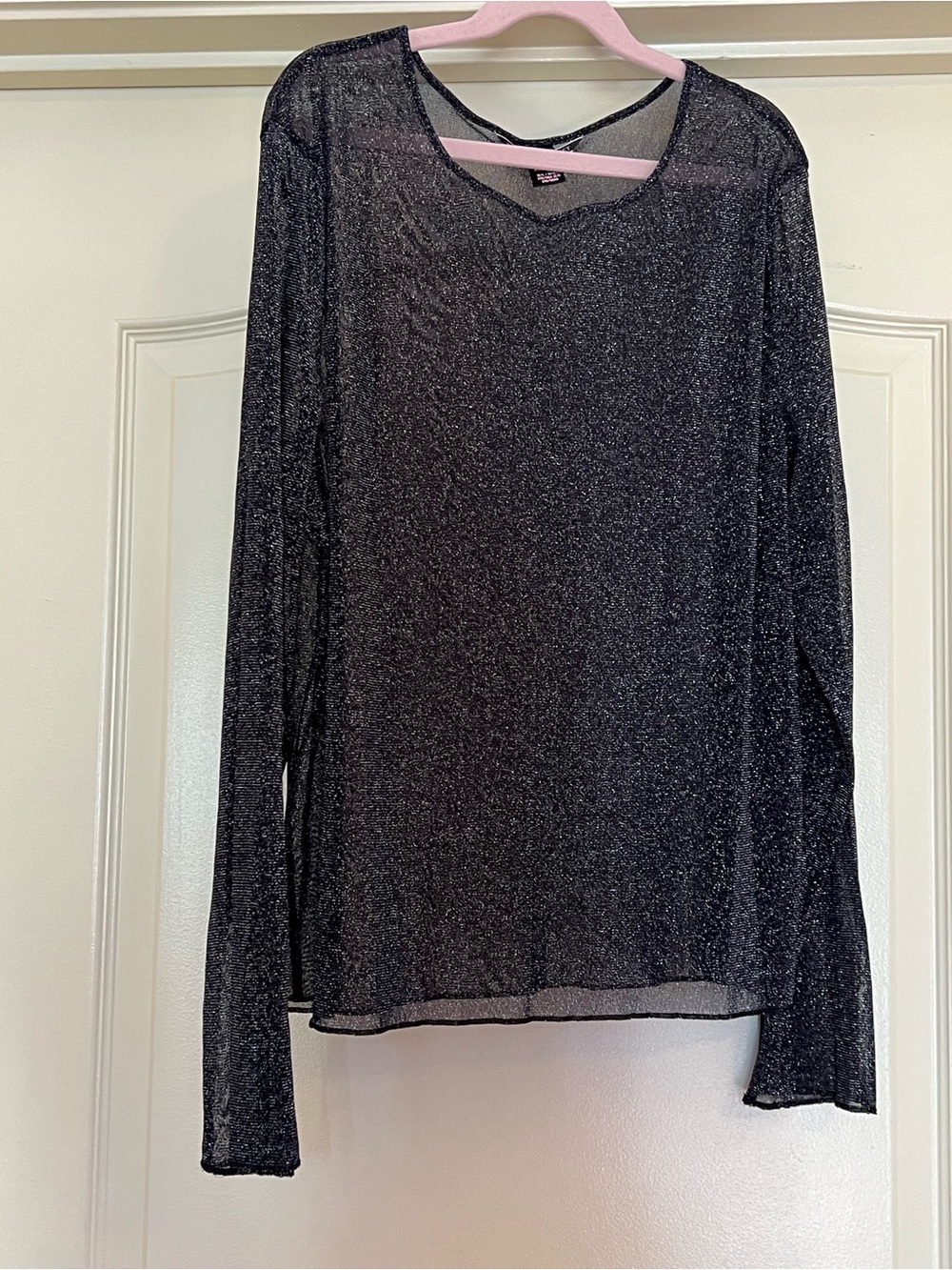 Victoria's Secret Sheer Black Metallic Top Size M/L